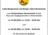 Sonderöffnungszeiten Ausstellung im Haus der Stadtgeschichte zum Herbstmarkt 2023